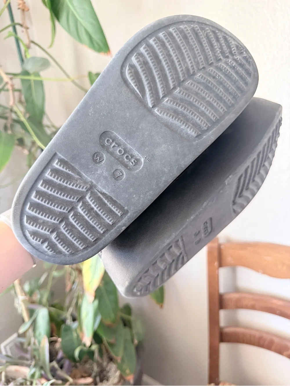 CROCS Black Platform Clogs with Silver Stud Trim - Picture 3 of 4